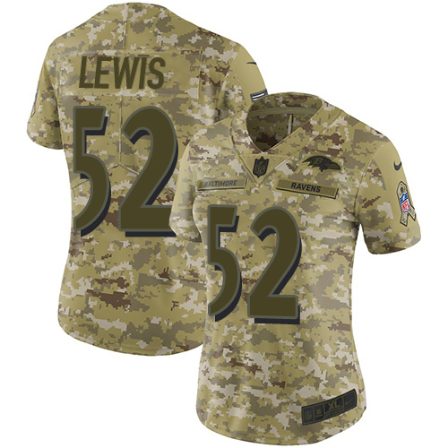 Nike Ravens #52 Ray Lewis Camo Women's Stitched NFL Limited 2018 Salute to Service Jersey Nike Ravens #52 Ray Lewis Camo Women's Stitched NFL Limited 2018 Salute to Service Jersey