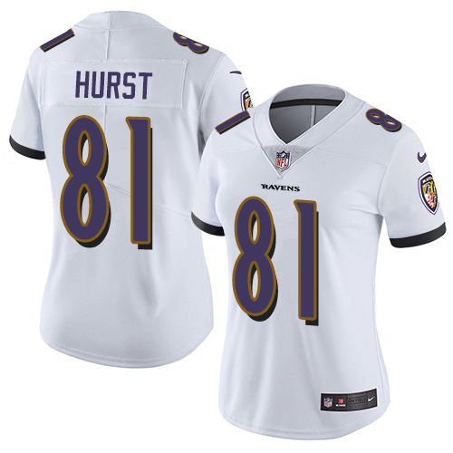 Nike Ravens #81 Hayden Hurst White Women's Stitched NFL Vapor Untouchable Limited Jersey Nike Ravens #81 Hayden Hurst White Women's Stitched NFL Vapor Untouchable Limited Jersey