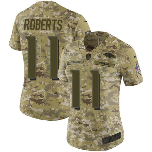 Nike Ravens #11 Seth Roberts Camo Women's Stitched NFL Limited 2018 Salute To Service Jersey Nike Ravens #11 Seth Roberts Camo Women's Stitched NFL Limited 2018 Salute To Service Jersey