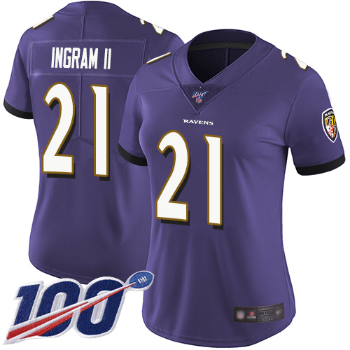 Nike Ravens #21 Mark Ingram II Purple Team Color Women's Stitched NFL 100th Season Vapor Limited Jersey Nike Ravens #21 Mark Ingram II Purple Team Color Women's Stitched NFL 100th Season Vapor Limited Jersey