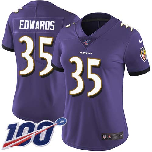 Nike Ravens #35 Gus Edwards Purple Team Color Women's Stitched NFL 100th Season Vapor Untouchable Limited Jersey Nike Ravens #35 Gus Edwards Purple Team Color Women's Stitched NFL 100th Season Vapor Untouchable Limited Jersey