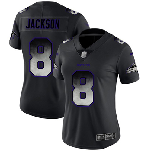 Nike Ravens #8 Lamar Jackson Black Women's Stitched NFL Vapor Untouchable Limited Smoke Fashion Jersey Nike Ravens #8 Lamar Jackson Black Women's Stitched NFL Vapor Untouchable Limited Smoke Fashion Jersey
