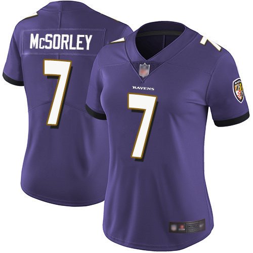 Nike Ravens #7 Trace McSorley Purple Team Color Women's Stitched NFL Vapor Untouchable Limited Jersey Nike Ravens #7 Trace McSorley Purple Team Color Women's Stitched NFL Vapor Untouchable Limited Jersey