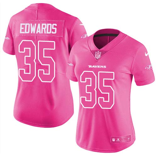 Nike Ravens #35 Gus Edwards Pink Women's Stitched NFL Limited Rush Fashion Jersey Nike Ravens #35 Gus Edwards Pink Women's Stitched NFL Limited Rush Fashion Jersey