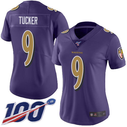 Nike Ravens #9 Justin Tucker Purple Women's Stitched NFL Limited Rush 100th Season Jersey Nike Ravens #9 Justin Tucker Purple Women's Stitched NFL Limited Rush 100th Season Jersey