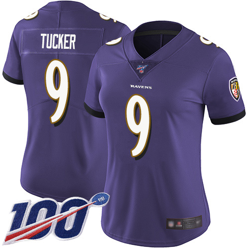 Nike Ravens #9 Justin Tucker Purple Team Color Women's Stitched NFL 100th Season Vapor Limited Jersey Nike Ravens #9 Justin Tucker Purple Team Color Women's Stitched NFL 100th Season Vapor Limited Jersey