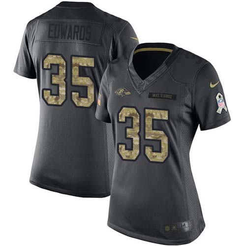 Nike Ravens #35 Gus Edwards Black Women's Stitched NFL Limited 2016 Salute to Service Jersey Nike Ravens #35 Gus Edwards Black Women's Stitched NFL Limited 2016 Salute to Service Jersey