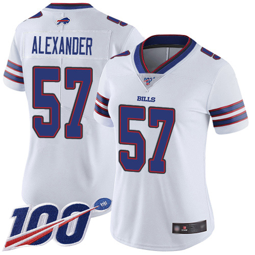 Nike Bills #57 Lorenzo Alexander White Women's Stitched NFL 100th Season Vapor Limited Jersey Nike Bills #57 Lorenzo Alexander White Women's Stitched NFL 100th Season Vapor Limited Jersey