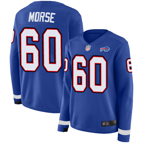 Nike Bills #60 Mitch Morse Royal Blue Team Color Women's Stitched NFL Limited Therma Long Sleeve Jersey Nike Bills #60 Mitch Morse Royal Blue Team Color Women's Stitched NFL Limited Therma Long Sleeve Jersey