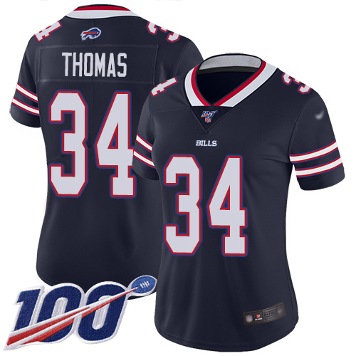 Nike Bills #34 Thurman Thomas Navy Women's Stitched NFL Limited Inverted Legend 100th Season Jersey Nike Bills #34 Thurman Thomas Navy Women's Stitched NFL Limited Inverted Legend 100th Season Jersey