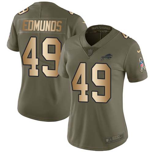 Nike Bills #49 Tremaine Edmunds Olive/Gold Women's Stitched NFL Limited 2017 Salute to Service Jersey Nike Bills #49 Tremaine Edmunds Olive/Gold Women's Stitched NFL Limited 2017 Salute to Service Jersey