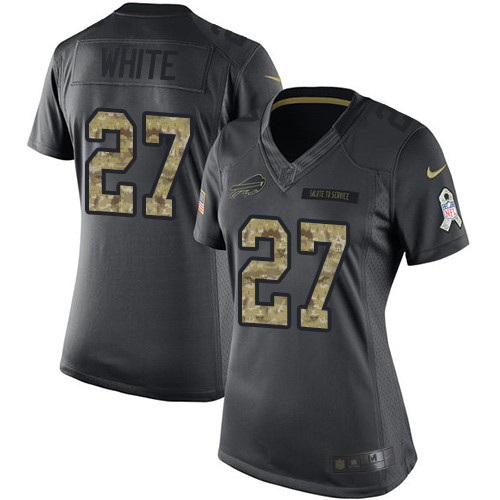 Nike Bills #27 Tre'Davious White Black Women's Stitched NFL Limited 2016 Salute to Service Jersey Nike Bills #27 Tre'Davious White Black Women's Stitched NFL Limited 2016 Salute to Service Jersey
