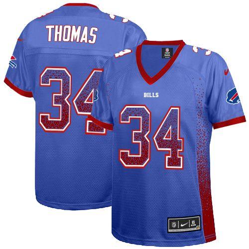 Nike Bills #34 Thurman Thomas Royal Blue Team Color Women's Stitched NFL Elite Drift Fashion Jersey Nike Bills #34 Thurman Thomas Royal Blue Team Color Women's Stitched NFL Elite Drift Fashion Jersey