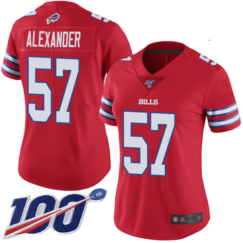 Nike Bills #57 Lorenzo Alexander Red Women's Stitched NFL Limited Rush 100th Season Jersey Nike Bills #57 Lorenzo Alexander Red Women's Stitched NFL Limited Rush 100th Season Jersey