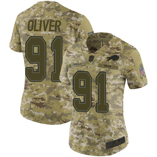 Nike Bills #91 Ed Oliver Camo Women's Stitched NFL Limited 2018 Salute to Service Jersey Nike Bills #91 Ed Oliver Camo Women's Stitched NFL Limited 2018 Salute to Service Jersey
