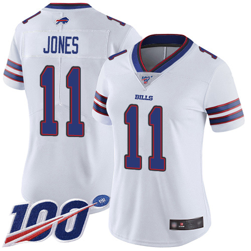 Nike Bills #11 Zay Jones White Women's Stitched NFL 100th Season Vapor Limited Jersey Nike Bills #11 Zay Jones White Women's Stitched NFL 100th Season Vapor Limited Jersey