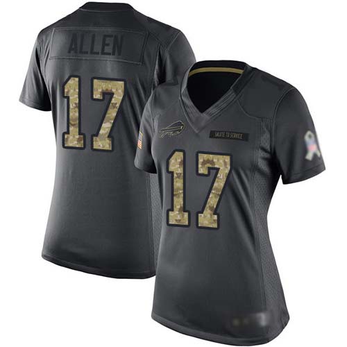 Nike Bills #17 Josh Allen Black Women's Stitched NFL Limited 2016 Salute to Service Jersey Nike Bills #17 Josh Allen Black Women's Stitched NFL Limited 2016 Salute to Service Jersey