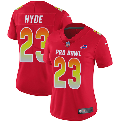 Nike Bills #23 Micah Hyde Red Women's Stitched NFL Limited AFC 2018 Pro Bowl Jersey Nike Bills #23 Micah Hyde Red Women's Stitched NFL Limited AFC 2018 Pro Bowl Jersey