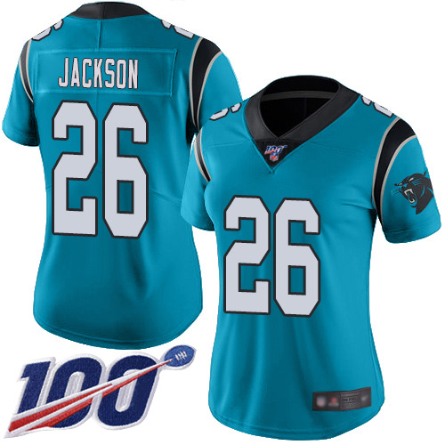 Nike Panthers #26 Donte Jackson Blue Women's Stitched NFL Limited Rush 100th Season Jersey Nike Panthers #26 Donte Jackson Blue Women's Stitched NFL Limited Rush 100th Season Jersey