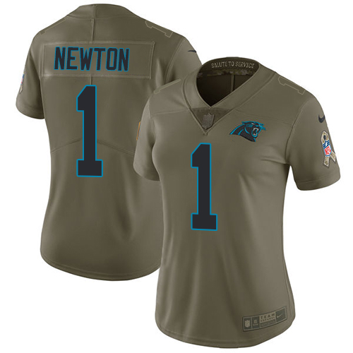 Nike Panthers #1 Cam Newton Olive Women's Stitched NFL Limited 2017 Salute to Service Jersey Nike Panthers #1 Cam Newton Olive Women's Stitched NFL Limited 2017 Salute to Service Jersey