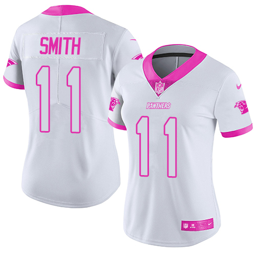 Nike Panthers #11 Torrey Smith White/Pink Women's Stitched NFL Limited Rush Fashion Jersey Nike Panthers #11 Torrey Smith White/Pink Women's Stitched NFL Limited Rush Fashion Jersey
