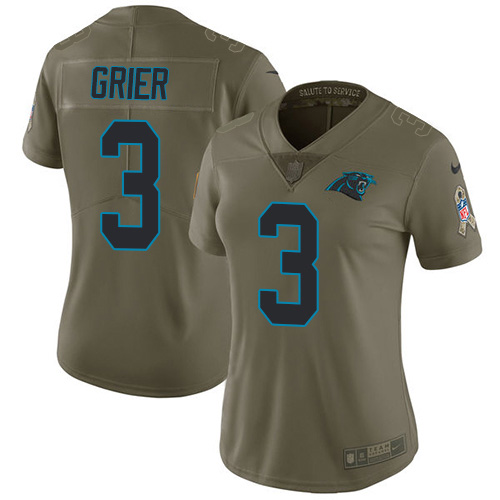 Nike Panthers #3 Will Grier Olive Women's Stitched NFL Limited 2017 Salute To Service Jersey Nike Panthers #3 Will Grier Olive Women's Stitched NFL Limited 2017 Salute To Service Jersey