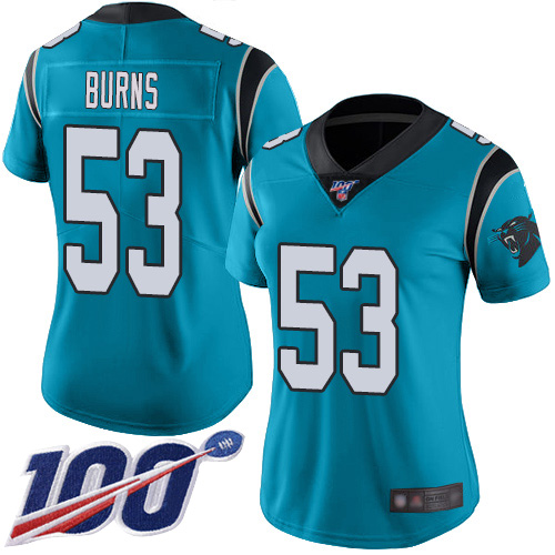 Nike Panthers #53 Brian Burns Blue Alternate Women's Stitched NFL 100th Season Vapor Limited Jersey Nike Panthers #53 Brian Burns Blue Alternate Women's Stitched NFL 100th Season Vapor Limited Jersey