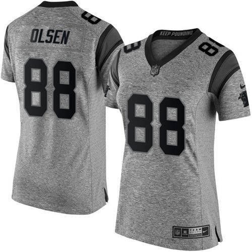 Nike Panthers #88 Greg Olsen Gray Women's Stitched NFL Limited Gridiron Gray Jersey Nike Panthers #88 Greg Olsen Gray Women's Stitched NFL Limited Gridiron Gray Jersey