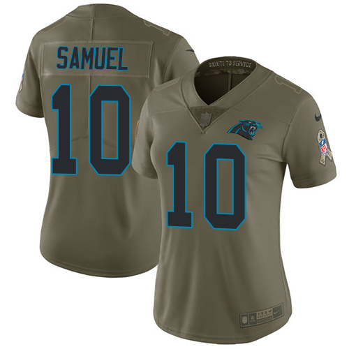Nike Panthers #10 Curtis Samuel Olive Women's Stitched NFL Limited 2017 Salute to Service Jersey Nike Panthers #10 Curtis Samuel Olive Women's Stitched NFL Limited 2017 Salute to Service Jersey