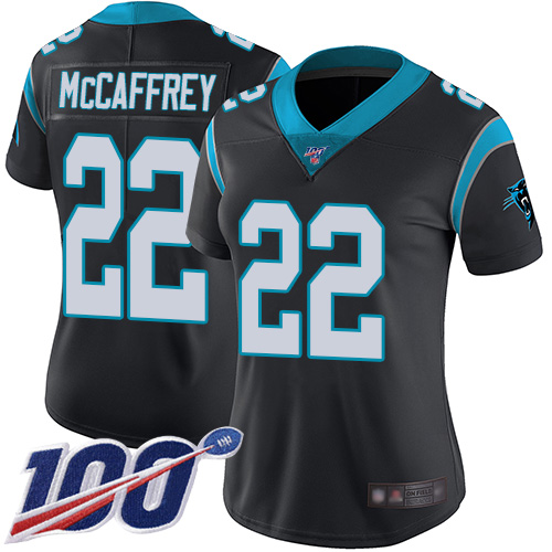 Nike Panthers #22 Christian McCaffrey Black Team Color Women's Stitched NFL 100th Season Vapor Limited Jersey Nike Panthers #22 Christian McCaffrey Black Team Color Women's Stitched NFL 100th Season Vapor Limited Jersey