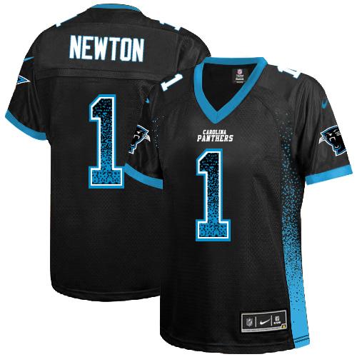 Nike Panthers #1 Cam Newton Black Team Color Women's Stitched NFL Elite Drift Fashion Jersey Nike Panthers #1 Cam Newton Black Team Color Women's Stitched NFL Elite Drift Fashion Jersey