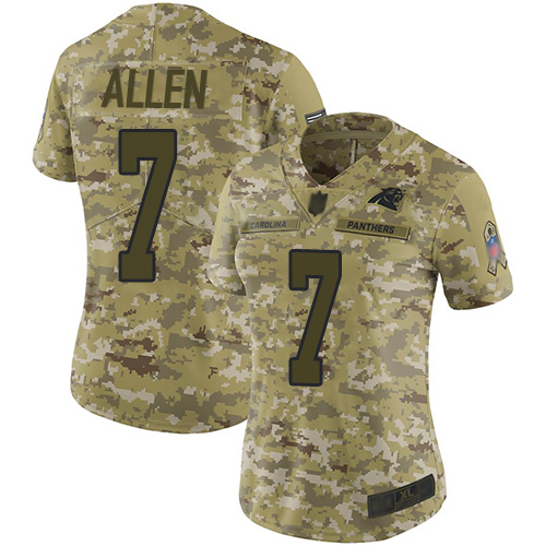 Nike Panthers #7 Kyle Allen Camo Women's Stitched NFL Limited 2018 Salute to Service Jersey Nike Panthers #7 Kyle Allen Camo Women's Stitched NFL Limited 2018 Salute to Service Jersey