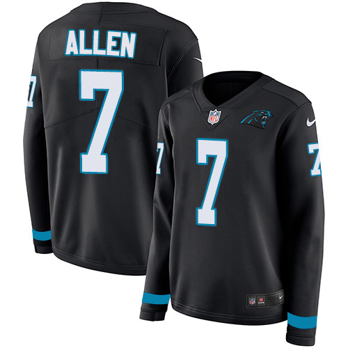 Nike Panthers #7 Kyle Allen Black Team Color Women's Stitched NFL Limited Therma Long Sleeve Jersey Nike Panthers #7 Kyle Allen Black Team Color Women's Stitched NFL Limited Therma Long Sleeve Jersey