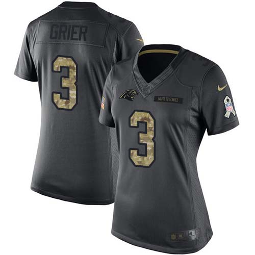 Nike Panthers #3 Will Grier Black Women's Stitched NFL Limited 2016 Salute to Service Jersey Nike Panthers #3 Will Grier Black Women's Stitched NFL Limited 2016 Salute to Service Jersey