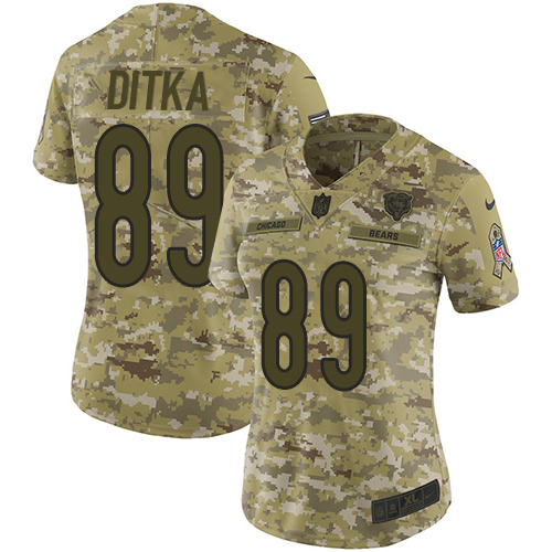 Nike Bears #89 Mike Ditka Camo Women's Stitched NFL Limited 2018 Salute to Service Jersey Nike Bears #89 Mike Ditka Camo Women's Stitched NFL Limited 2018 Salute to Service Jersey