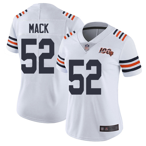 Nike Bears #52 Khalil Mack White Alternate Women's Stitched NFL Vapor Untouchable Limited 100th Season Jersey Nike Bears #52 Khalil Mack White Alternate Women's Stitched NFL Vapor Untouchable Limited 100th Season Jersey