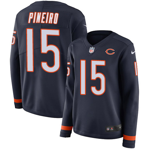 Nike Bears #15 Eddy Pineiro Navy Blue Team Color Women's Stitched NFL Limited Therma Long Sleeve Jersey Nike Bears #15 Eddy Pineiro Navy Blue Team Color Women's Stitched NFL Limited Therma Long Sleeve Jersey