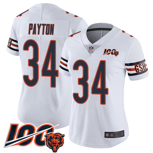 Nike Bears #34 Walter Payton White Women's Stitched NFL 100th Season Vapor Limited Jersey Nike Bears #34 Walter Payton White Women's Stitched NFL 100th Season Vapor Limited Jersey