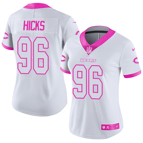 Nike Bears #96 Akiem Hicks White/Pink Women's Stitched NFL Limited Rush Fashion Jersey Nike Bears #96 Akiem Hicks White/Pink Women's Stitched NFL Limited Rush Fashion Jersey