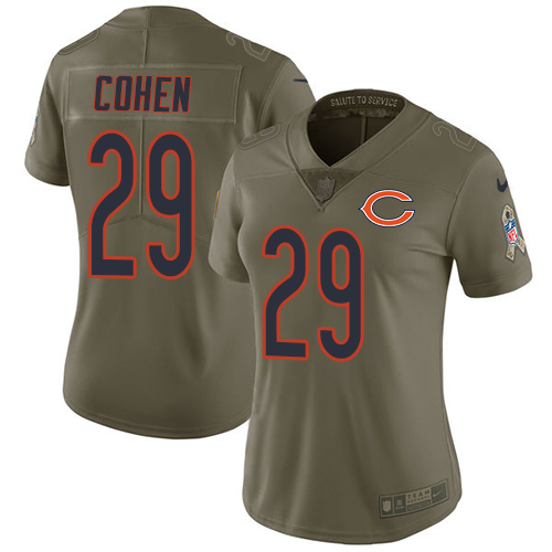 Nike Bears #29 Tarik Cohen Olive Women's Stitched NFL Limited 2017 Salute to Service Jersey Nike Bears #29 Tarik Cohen Olive Women's Stitched NFL Limited 2017 Salute to Service Jersey