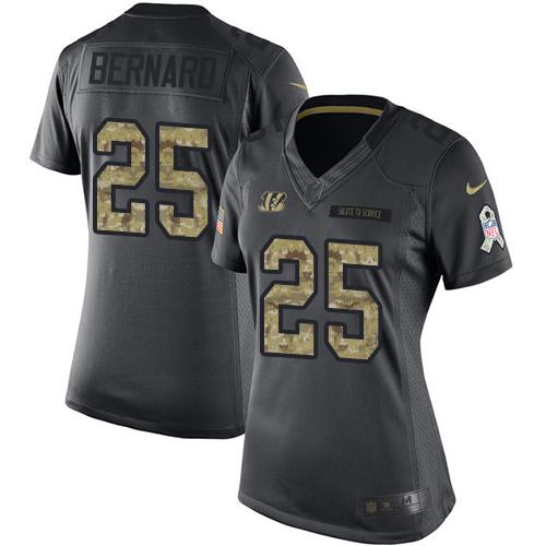 Nike Bengals #25 Giovani Bernard Black Women's Stitched NFL Limited 2016 Salute to Service Jersey Nike Bengals #25 Giovani Bernard Black Women's Stitched NFL Limited 2016 Salute to Service Jersey