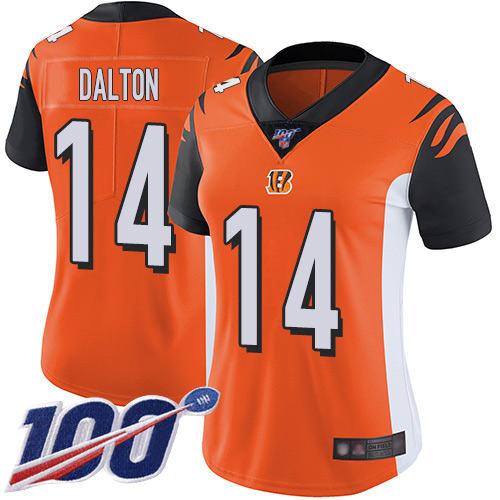 Nike Bengals #14 Andy Dalton Orange Alternate Women's Stitched NFL 100th Season Vapor Limited Jersey Nike Bengals #14 Andy Dalton Orange Alternate Women's Stitched NFL 100th Season Vapor Limited Jersey