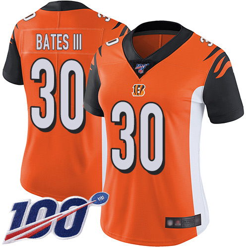Nike Bengals #30 Jessie Bates III Orange Alternate Women's Stitched NFL 100th Season Vapor Limited Jersey Nike Bengals #30 Jessie Bates III Orange Alternate Women's Stitched NFL 100th Season Vapor Limited Jersey
