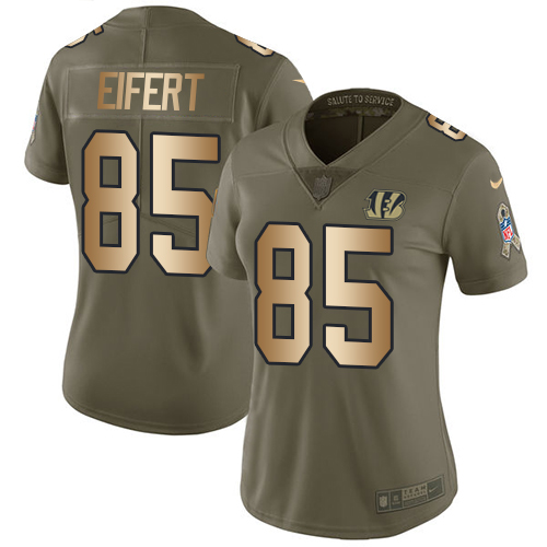 Nike Bengals #85 Tyler Eifert Olive/Gold Women's Stitched NFL Limited 2017 Salute to Service Jersey Nike Bengals #85 Tyler Eifert Olive/Gold Women's Stitched NFL Limited 2017 Salute to Service Jersey