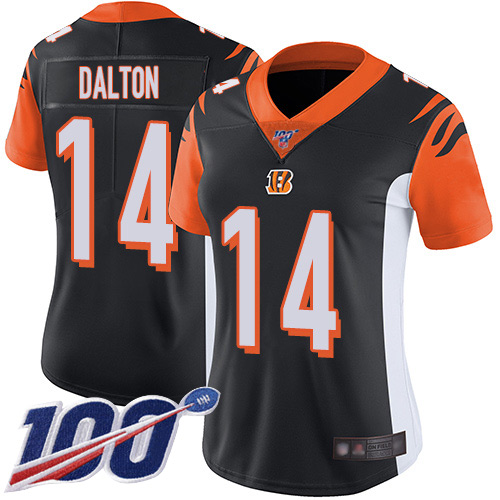 Nike Bengals #14 Andy Dalton Black Team Color Women's Stitched NFL 100th Season Vapor Limited Jersey Nike Bengals #14 Andy Dalton Black Team Color Women's Stitched NFL 100th Season Vapor Limited Jersey