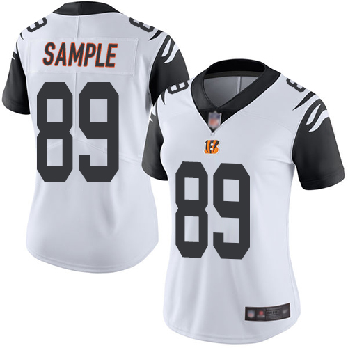 Nike Bengals #89 Drew Sample White Women's Stitched NFL Limited Rush Jersey Nike Bengals #89 Drew Sample White Women's Stitched NFL Limited Rush Jersey