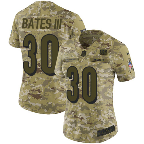 Nike Bengals #30 Jessie Bates III Camo Women's Stitched NFL Limited 2018 Salute to Service Jersey Nike Bengals #30 Jessie Bates III Camo Women's Stitched NFL Limited 2018 Salute to Service Jersey