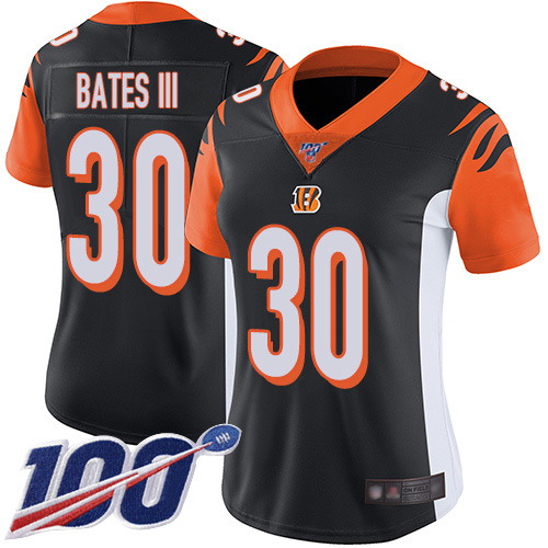Nike Bengals #30 Jessie Bates III Black Team Color Women's Stitched NFL 100th Season Vapor Limited Jersey Nike Bengals #30 Jessie Bates III Black Team Color Women's Stitched NFL 100th Season Vapor Limited Jersey