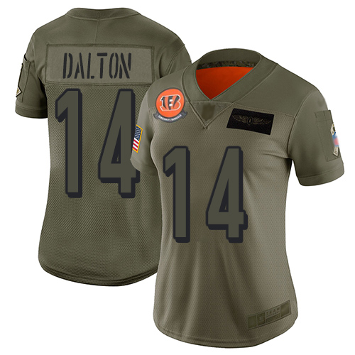 Nike Bengals #14 Andy Dalton Camo Women's Stitched NFL Limited 2019 Salute to Service Jersey Nike Bengals #14 Andy Dalton Camo Women's Stitched NFL Limited 2019 Salute to Service Jersey
