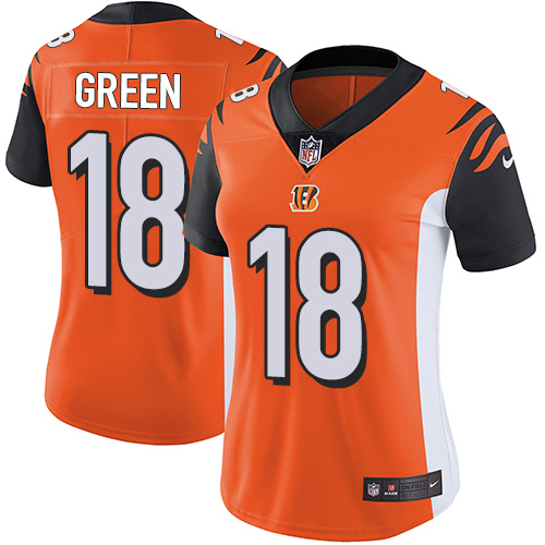 Nike Bengals #18 A.J. Green Orange Alternate Women's Stitched NFL Vapor Untouchable Limited Jersey Nike Bengals #18 A.J. Green Orange Alternate Women's Stitched NFL Vapor Untouchable Limited Jersey